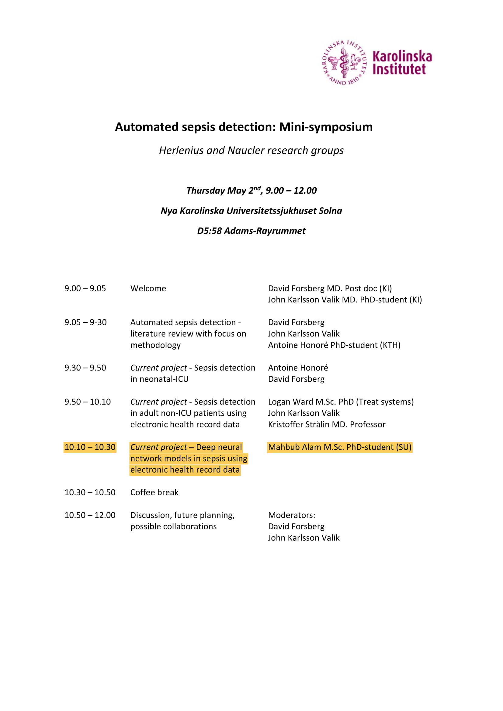Infection detection - mini symposium
