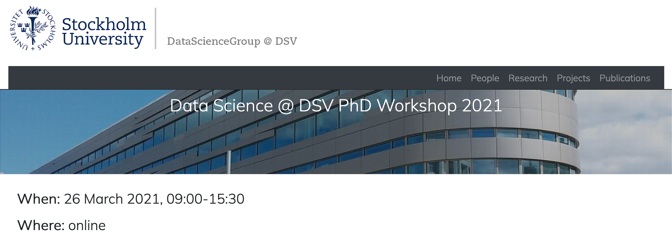 Data Science @ DSV Ph.D. Workshop on March 26, 2021