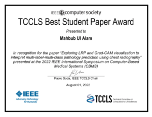 Received the Best Student Paper Award at the IEEE CBMS 2022 Conference